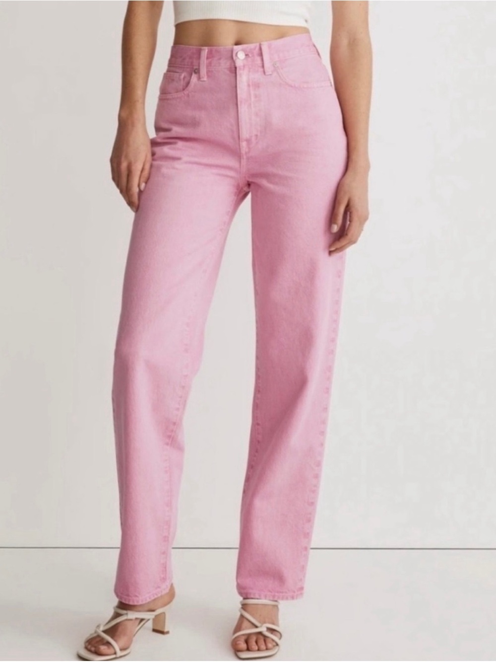 Madewell Pink Baggy Straight-Leg Jeans
